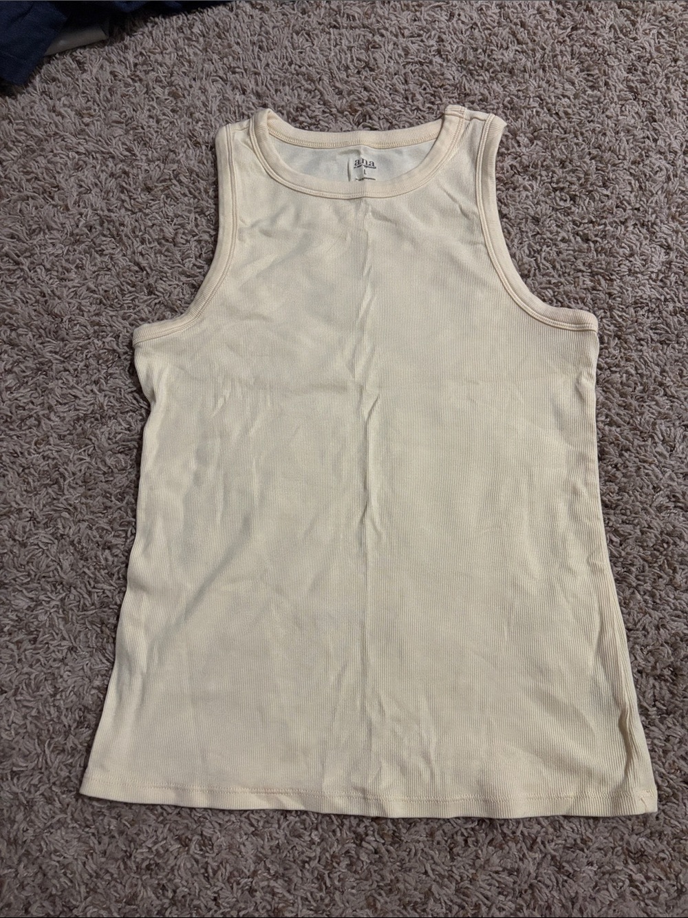 a.n.a Cream Ribbed Tank Top
